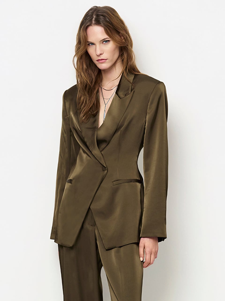Tailored satin blazer