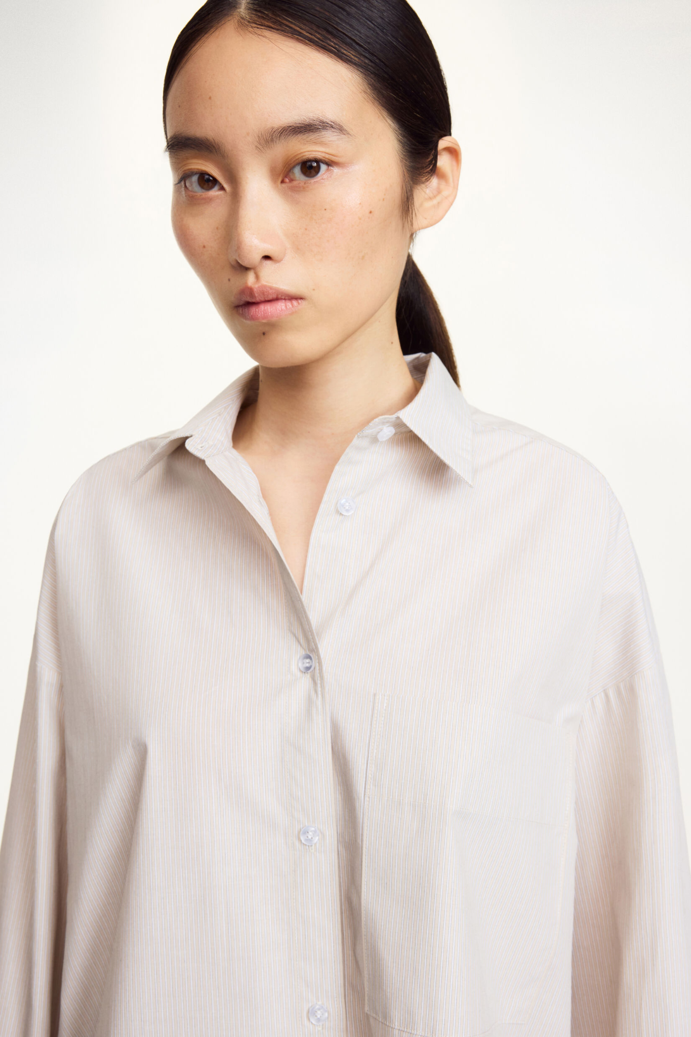 BY MALENE BIRGER DERRIS SHIRT OLD BEIGE THIN STRIPE