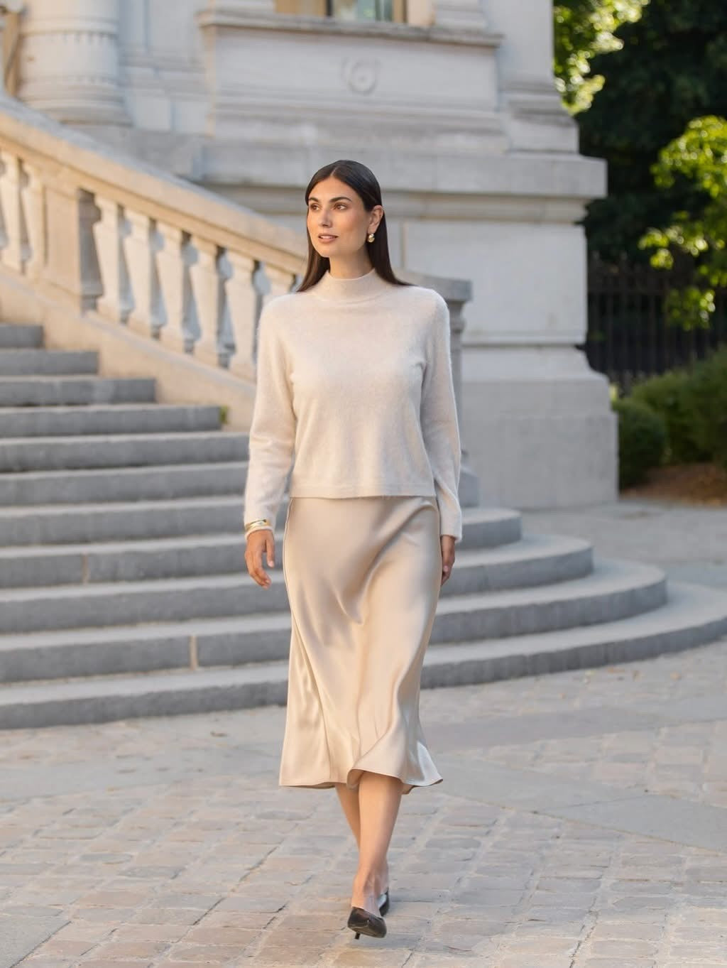 Original Story, Tianna Midi Satin Skirt Latte