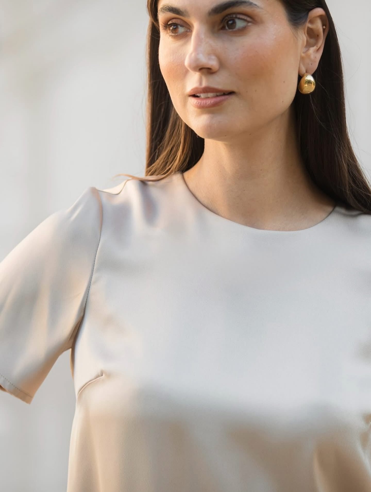 Original Story, Tessa Satin Shirt Latte