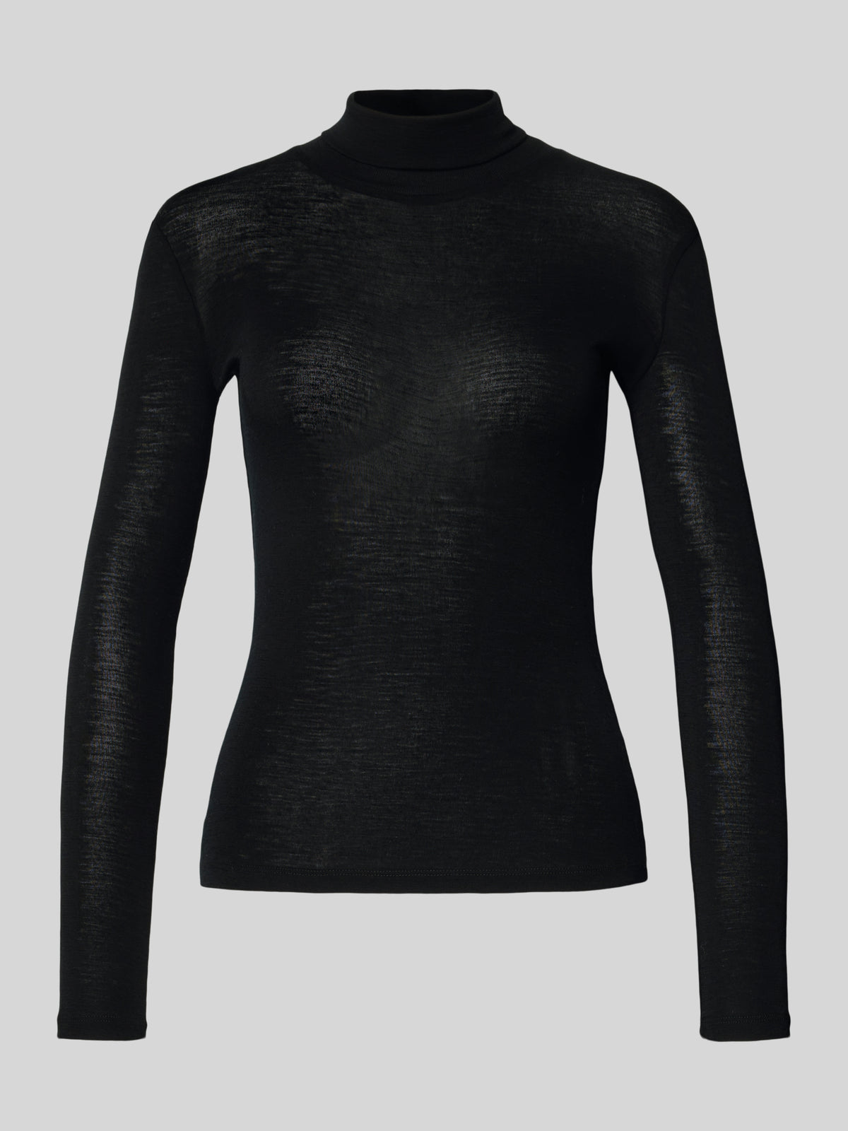 Slim Fit Langarmshirt aus Woll-Seiden-Mix Modell 'TESEO' in black