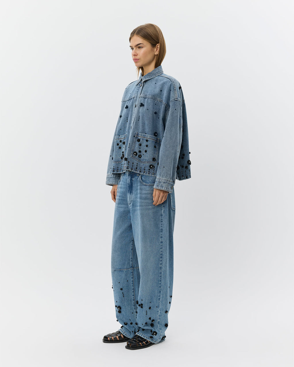 AMAYASW BOXY DENIM JACKET - Denim blue