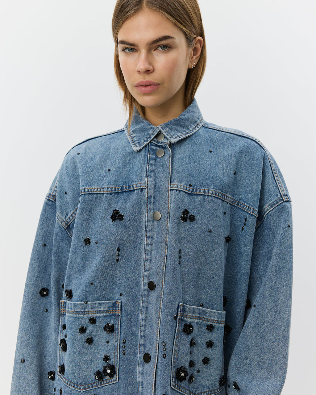 AMAYASW BOXY DENIM JACKET - Denim blue