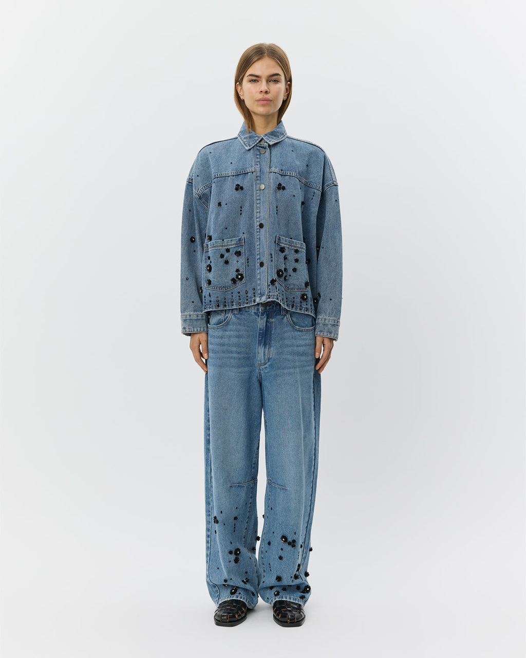 AMAYASW BOXY DENIM JACKET - Denim blue