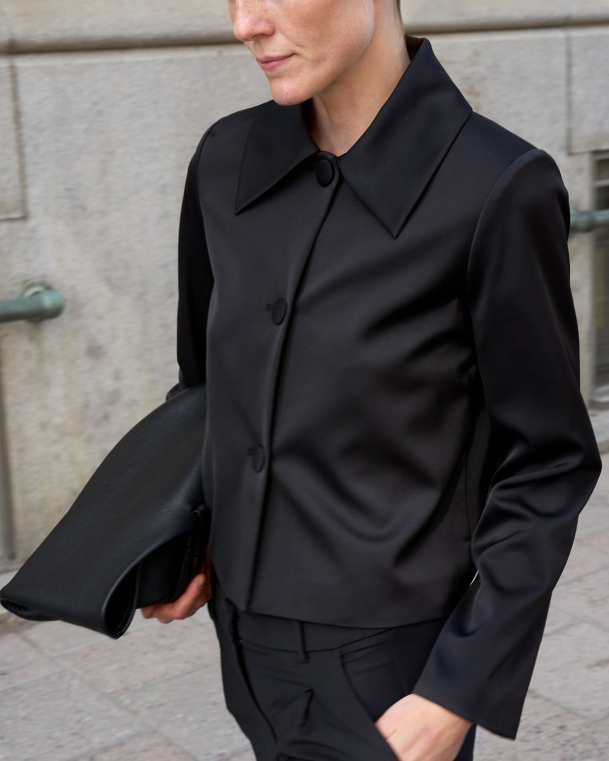 Donna Satin Blazer Black