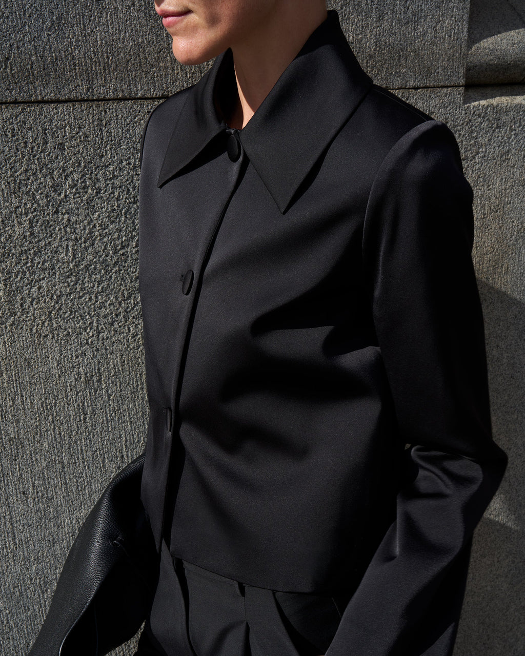 Donna Satin Blazer Black