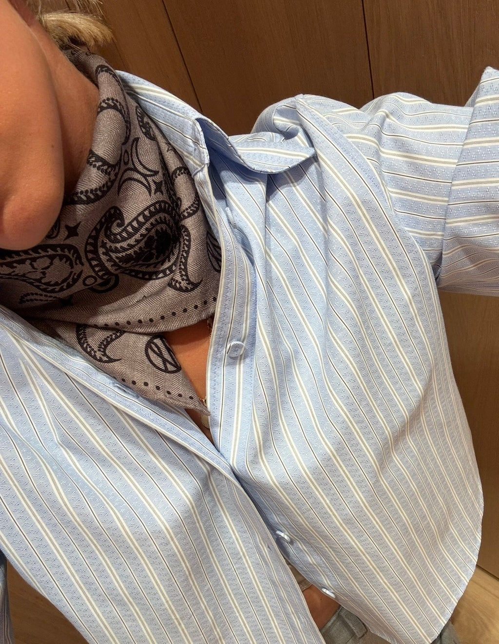 WOOL SCARF, TWO SIDED | TAUPE | 65 CM