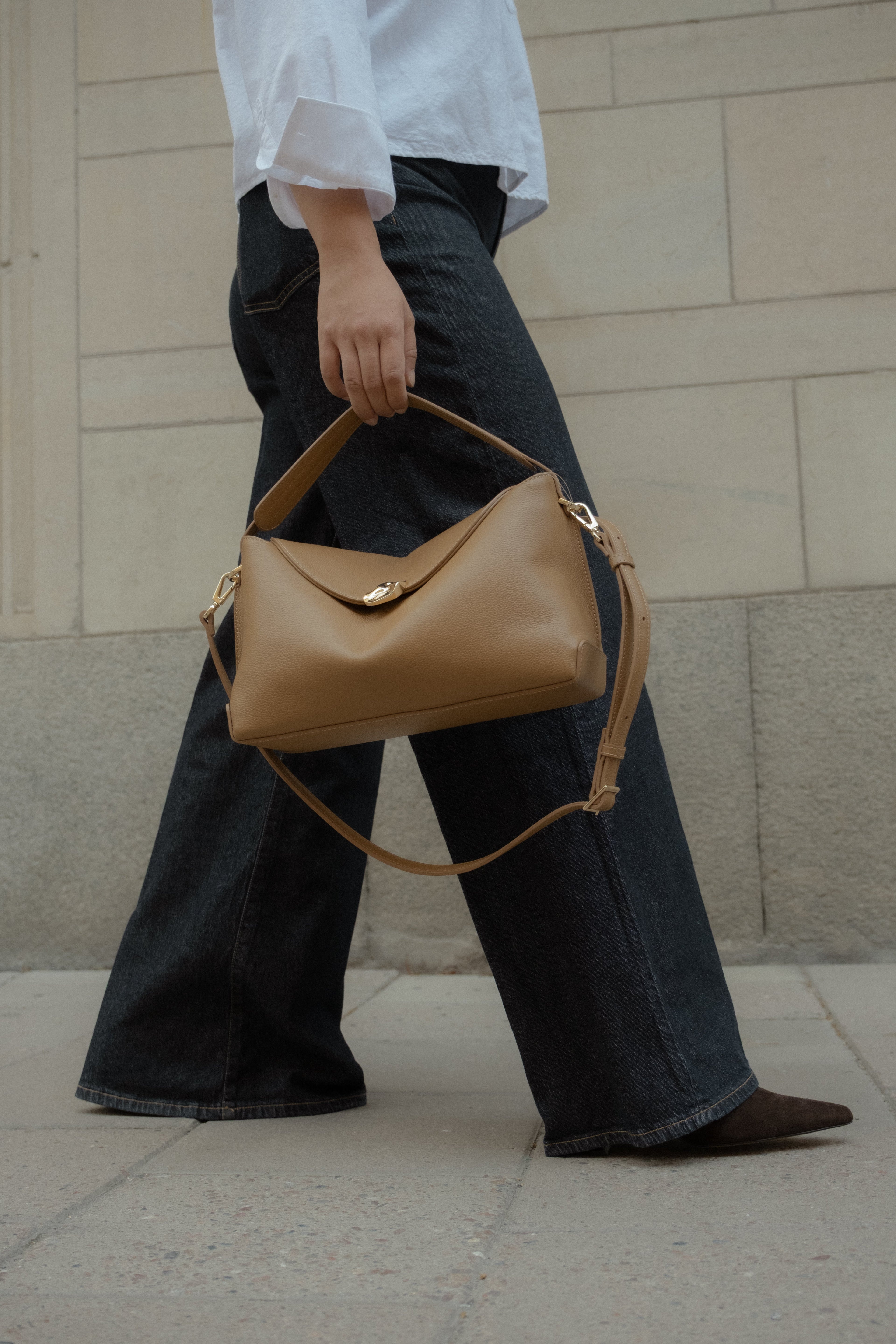 Hanna Grande Bag Grained Leather Cognac