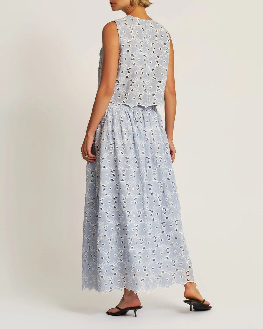 Broderie Anglaise Skirt, Light Blue