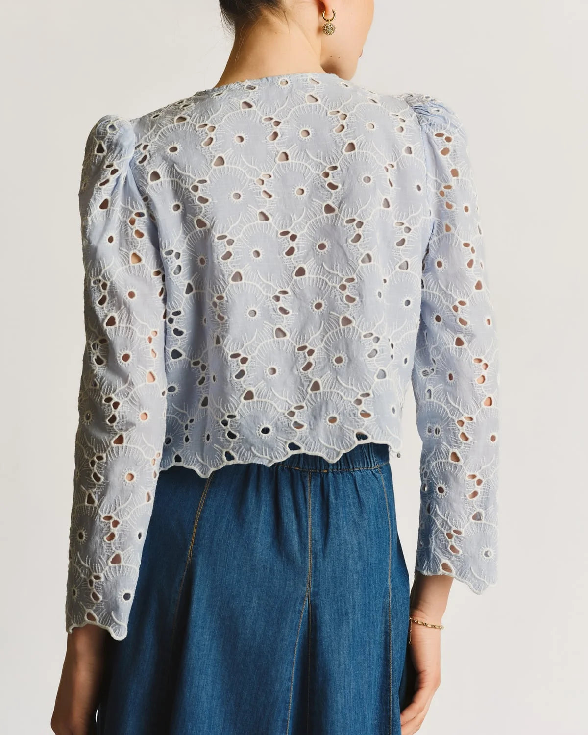 Broderie Anglaise Jacket, Light Blue