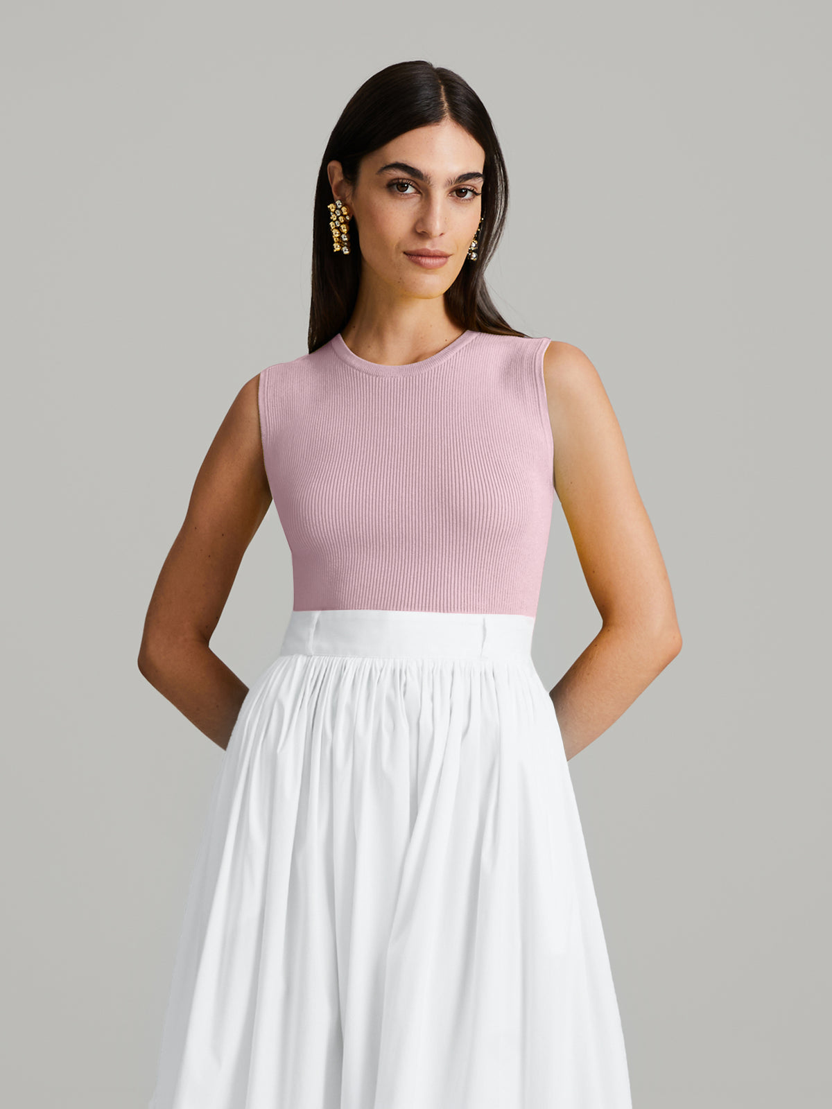 Andiata, Griet rib knit top, Peony Pink