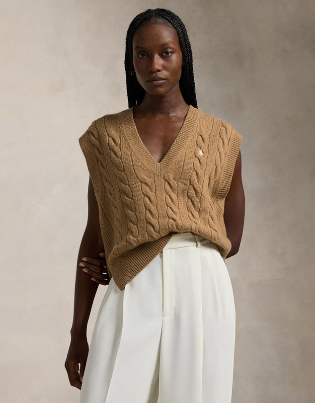 Cable-Knit Cashmere Vest, Polo Ralph Lauren