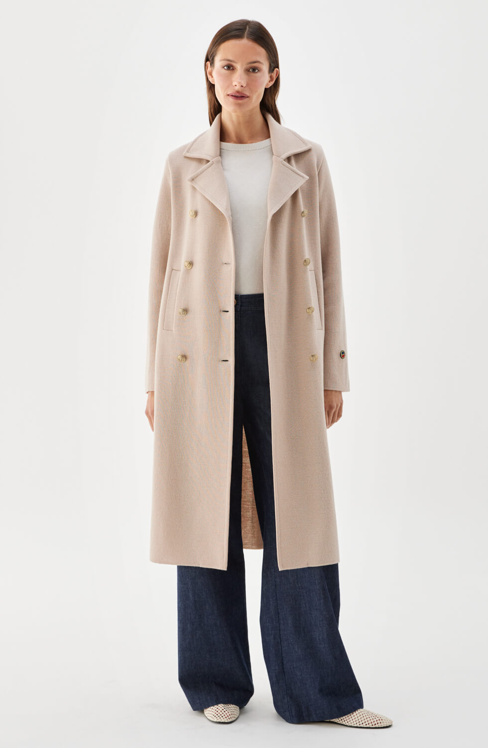 Iris Long Knitted Wool Coat Fudge