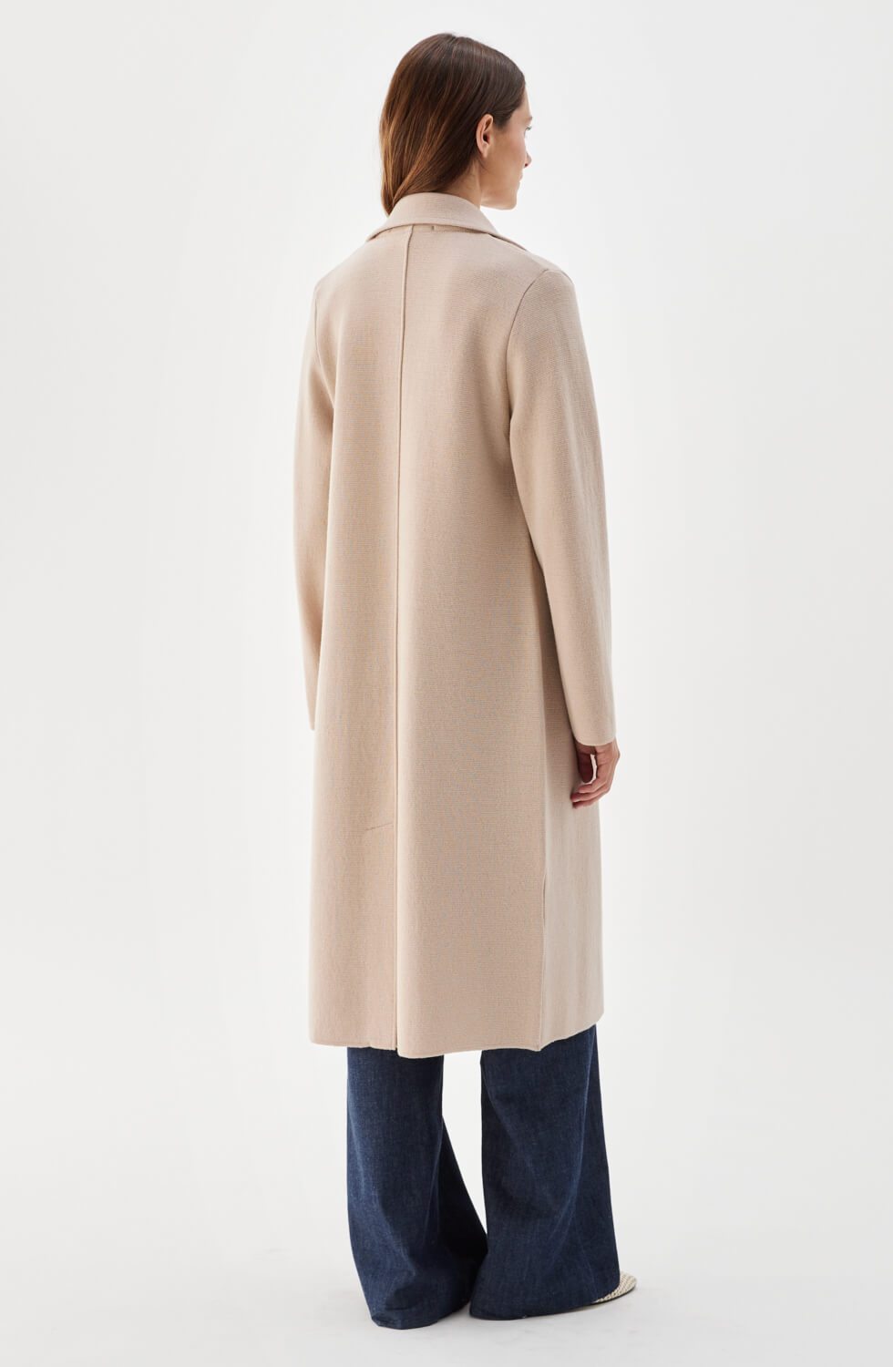 Iris Long Knitted Wool Coat Fudge