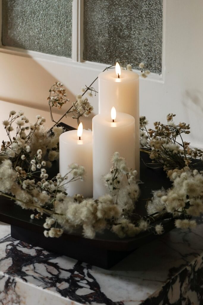 Ester&Erik, LED pilar candle - Champagne Metallic 15cm