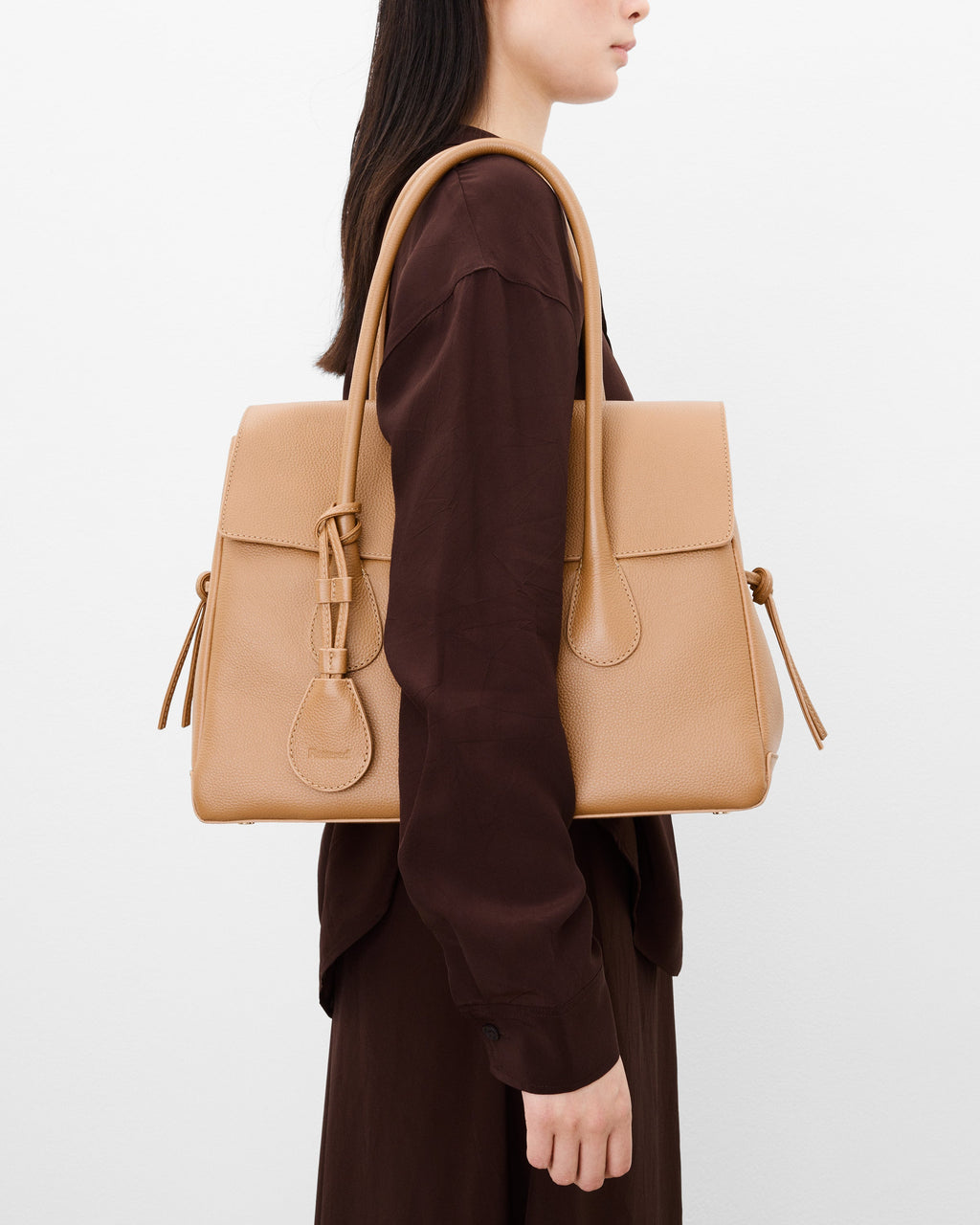 Lydia Tote Bag Grained Leather Cognac