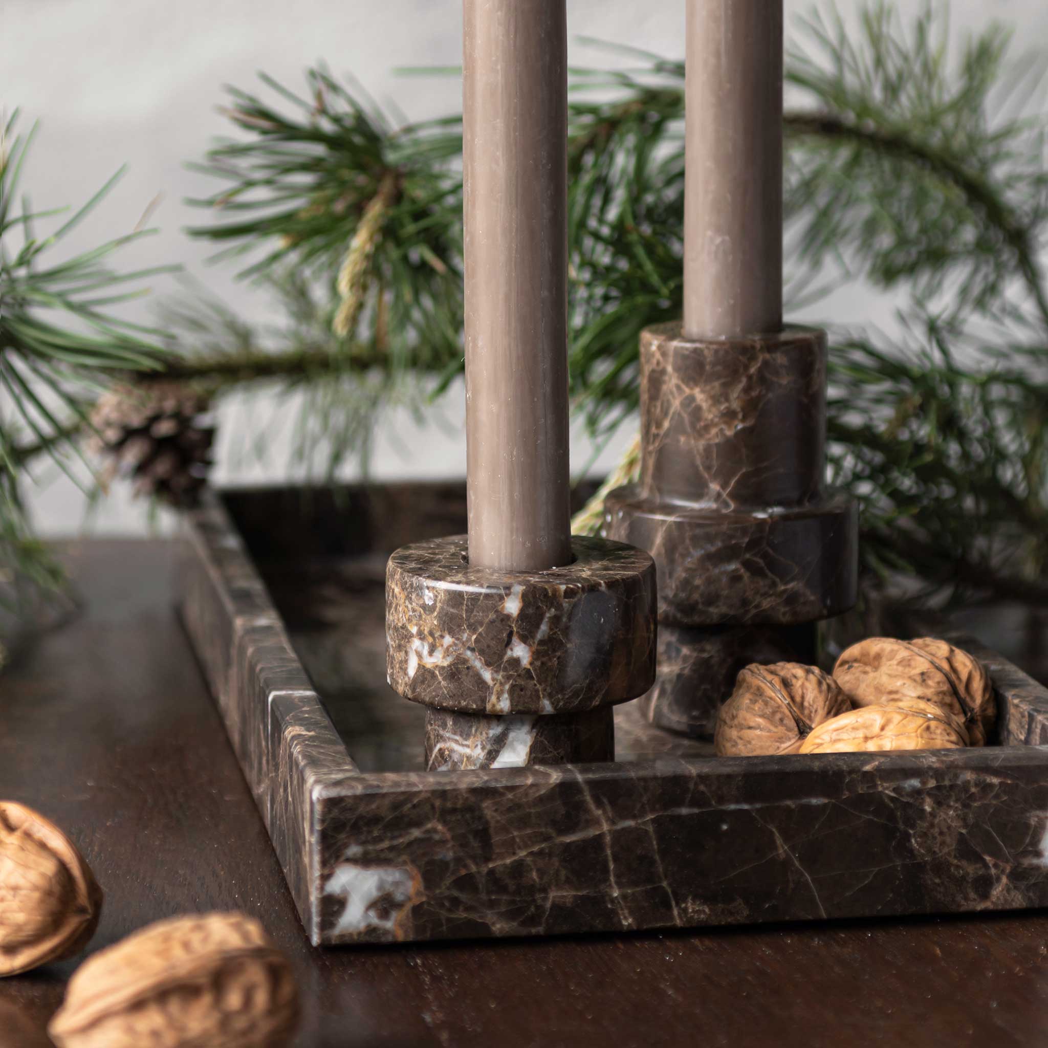 MARBLE deco tray, Brown