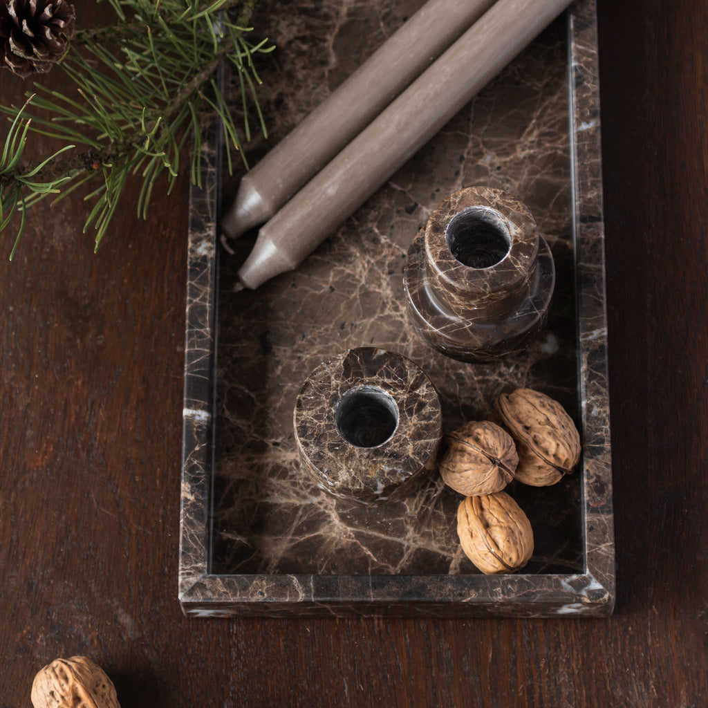 MARBLE deco tray, Brown