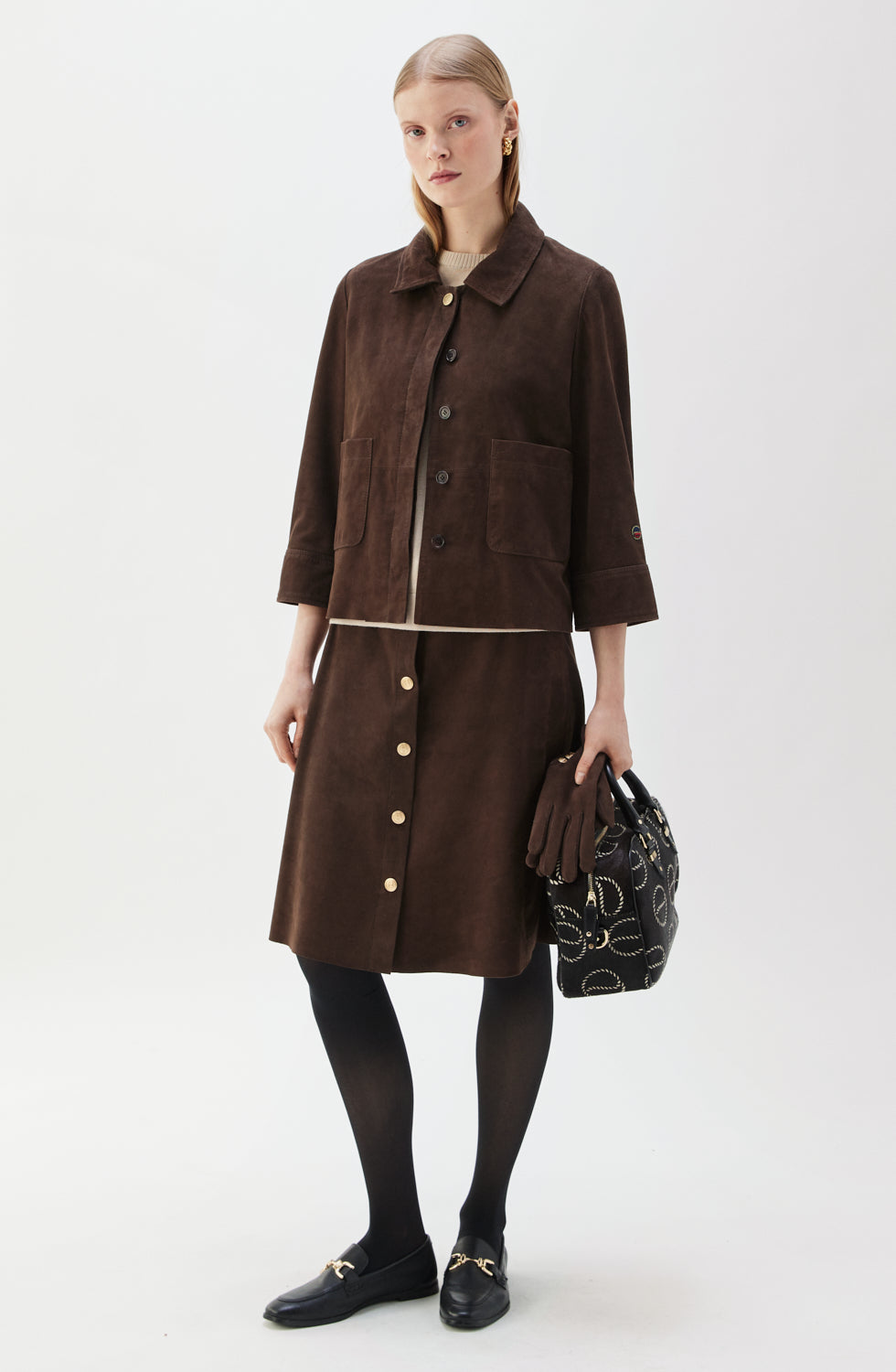 Busnel, Alianne Suede Skirt – Espresso