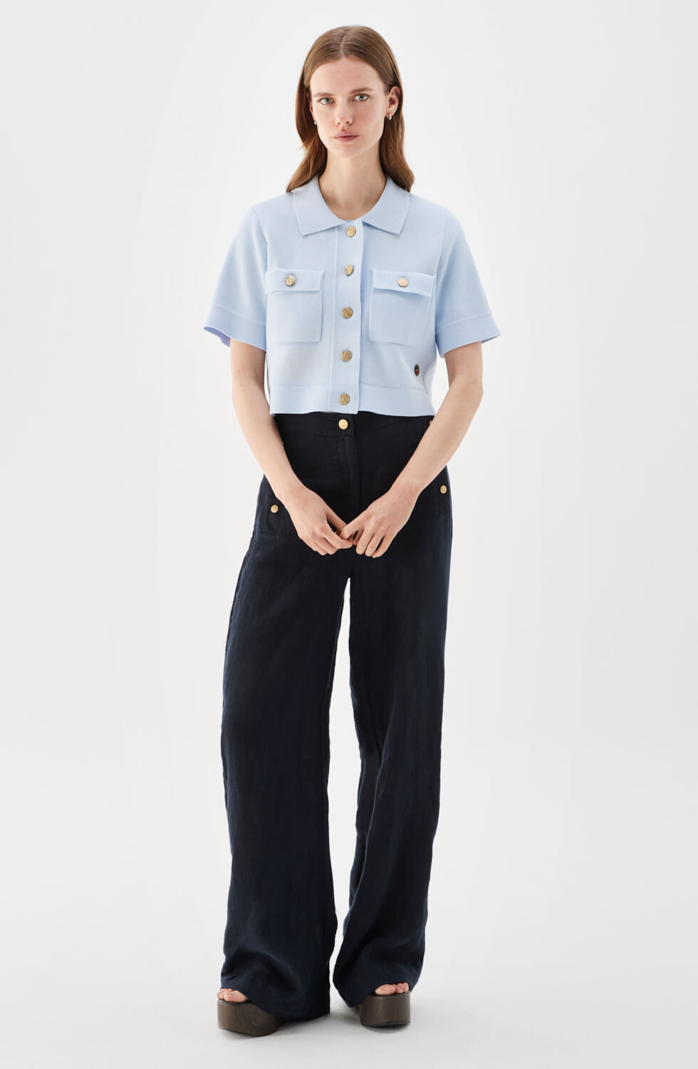 Valery Cropped Cotton Jacket Ice Blue