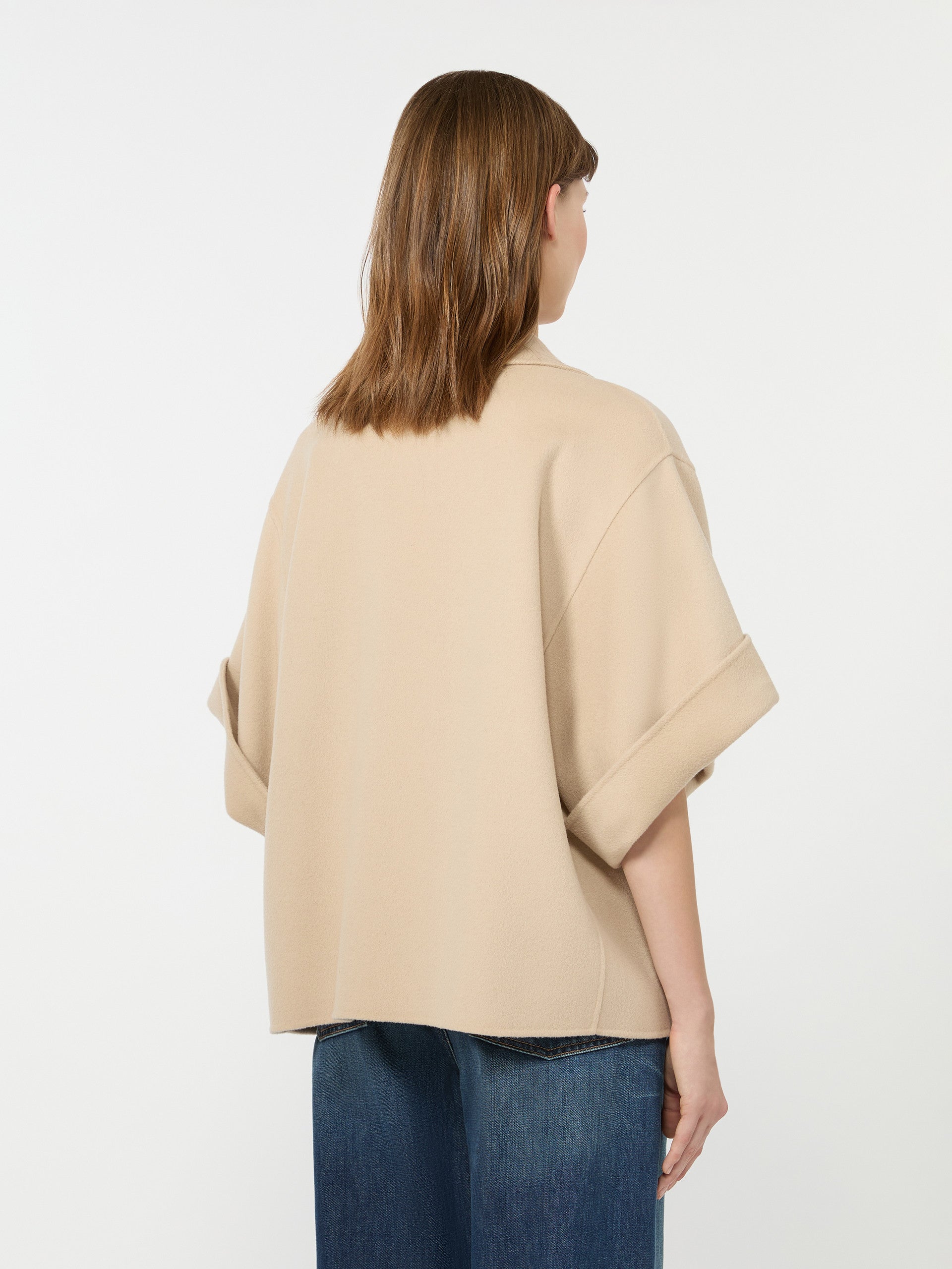 Short wool broadcloth coat - SAND