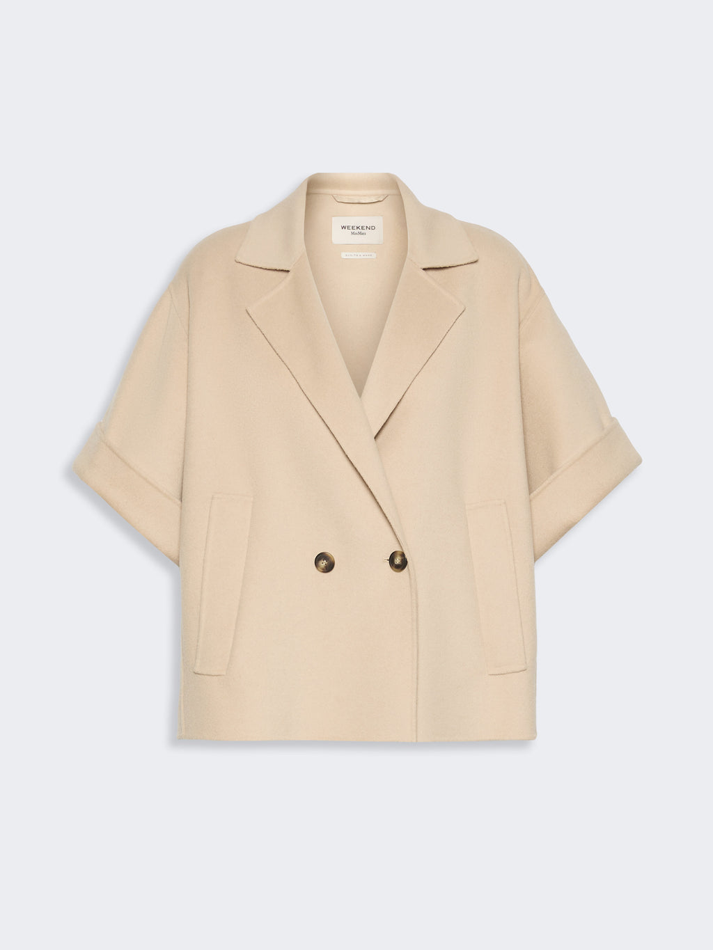 Short wool broadcloth coat - SAND