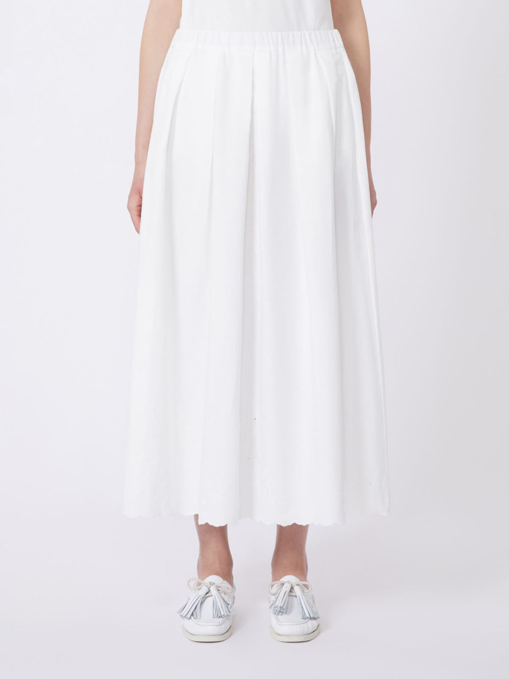 Cotton and linen canvas skirt - WHITE