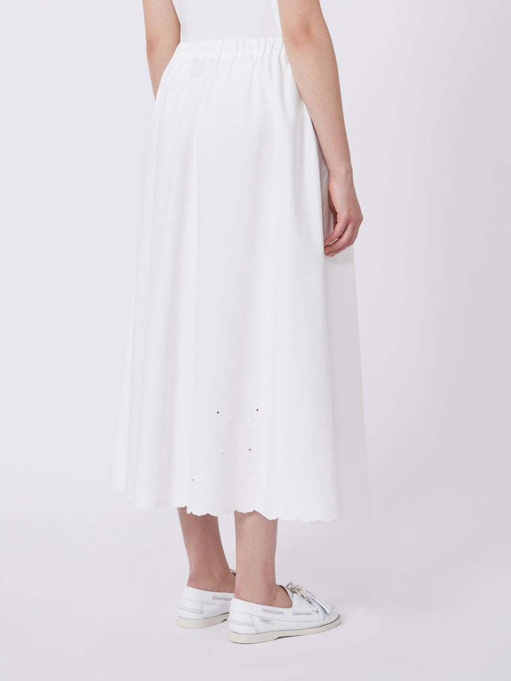Cotton and linen canvas skirt - WHITE