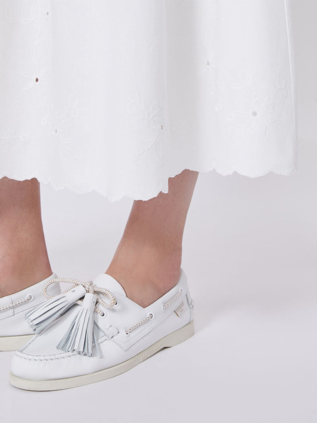 Cotton and linen canvas skirt - WHITE