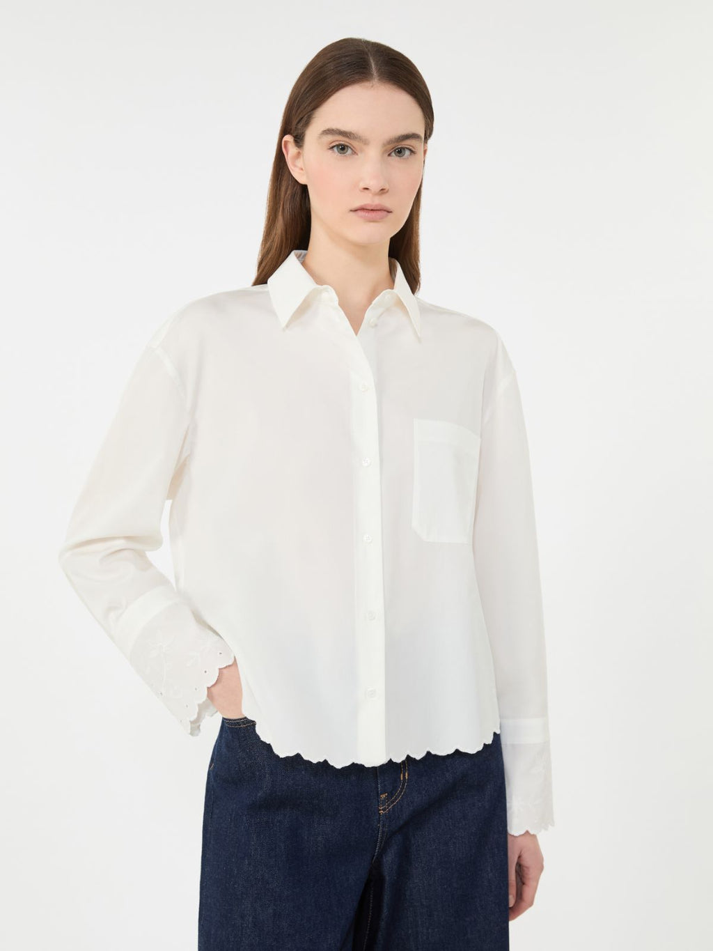 Breast-pocket cotton shirt - IVORY
