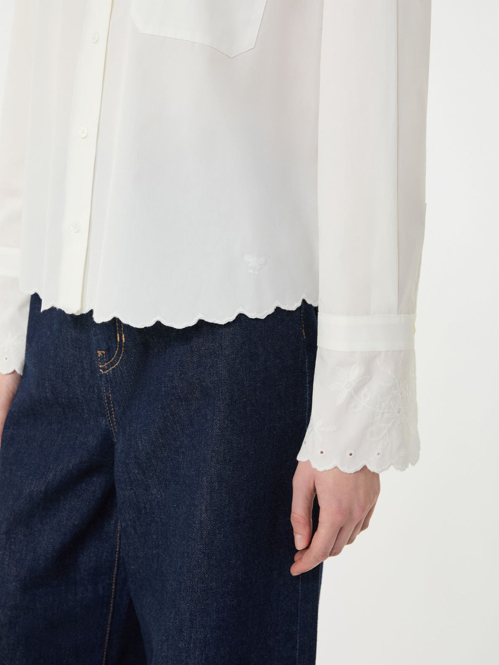 Breast-pocket cotton shirt - IVORY