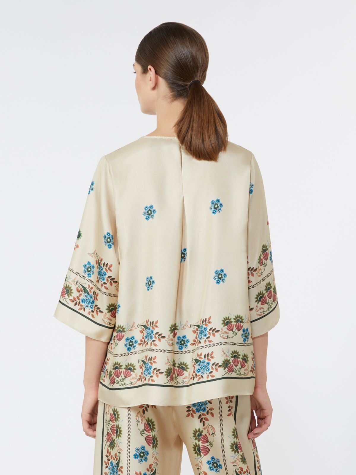 Printed silk twill blouse