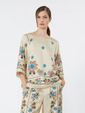 Printed silk twill blouse
