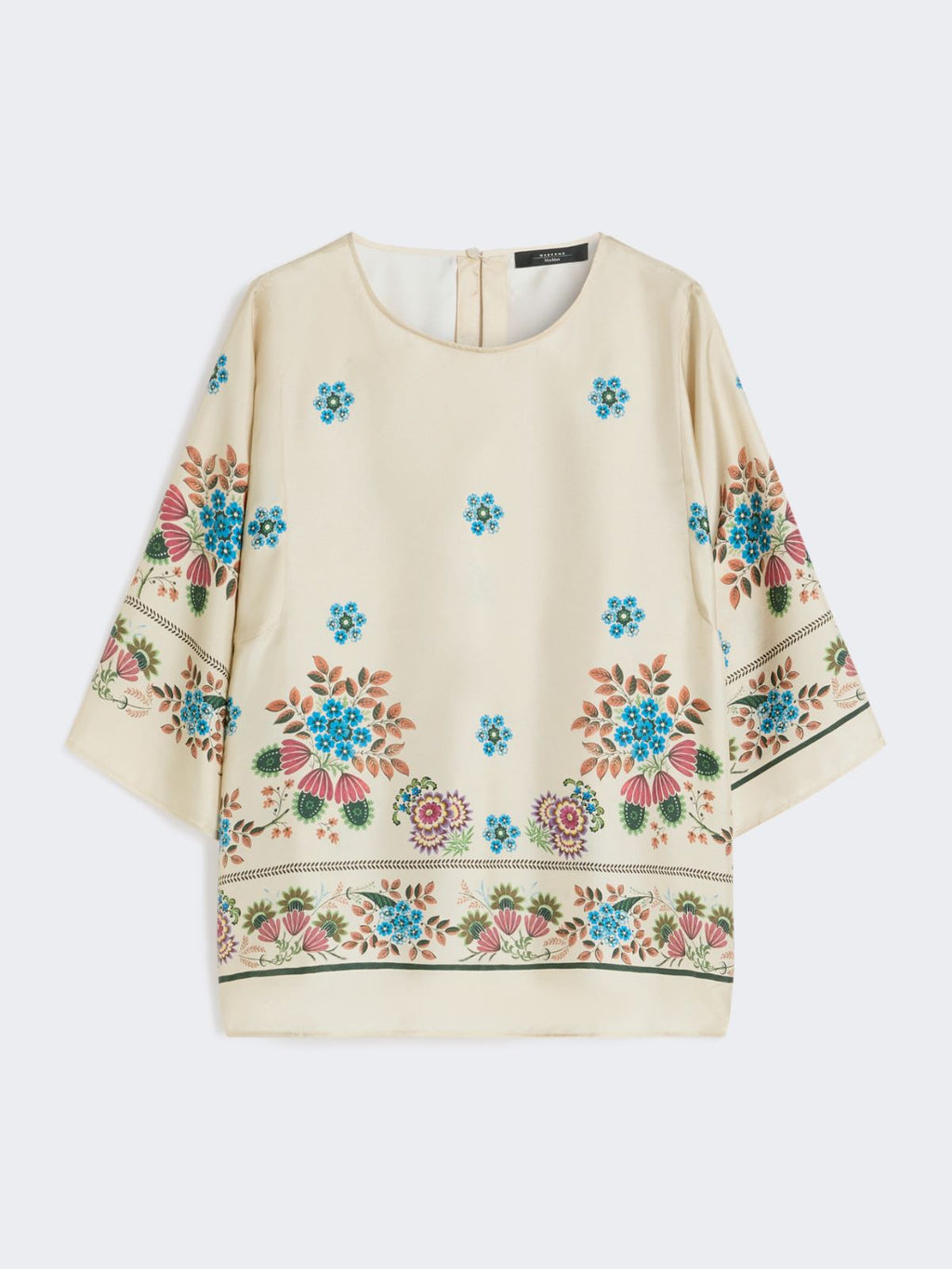 Printed silk twill blouse