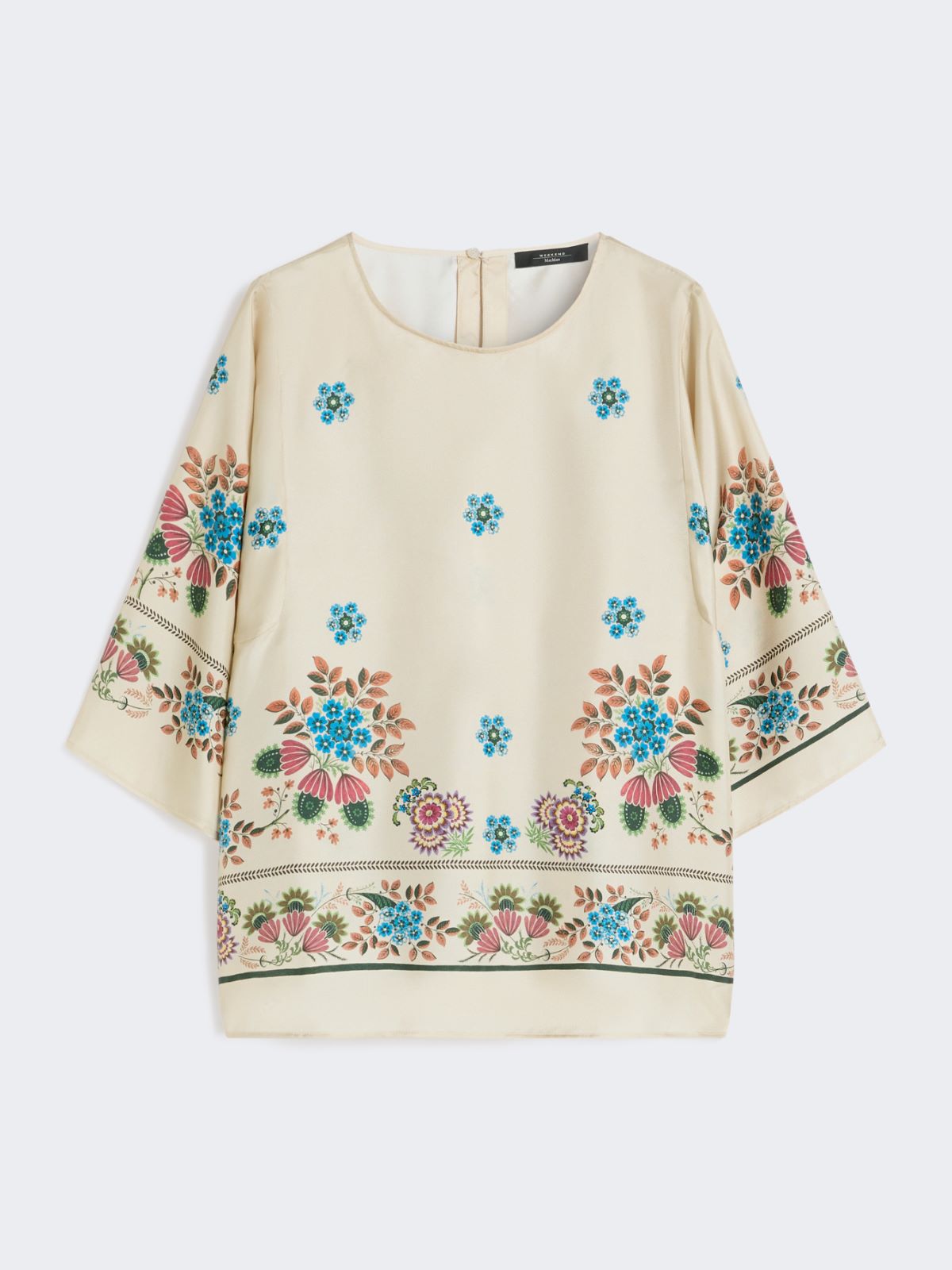 Printed silk twill blouse