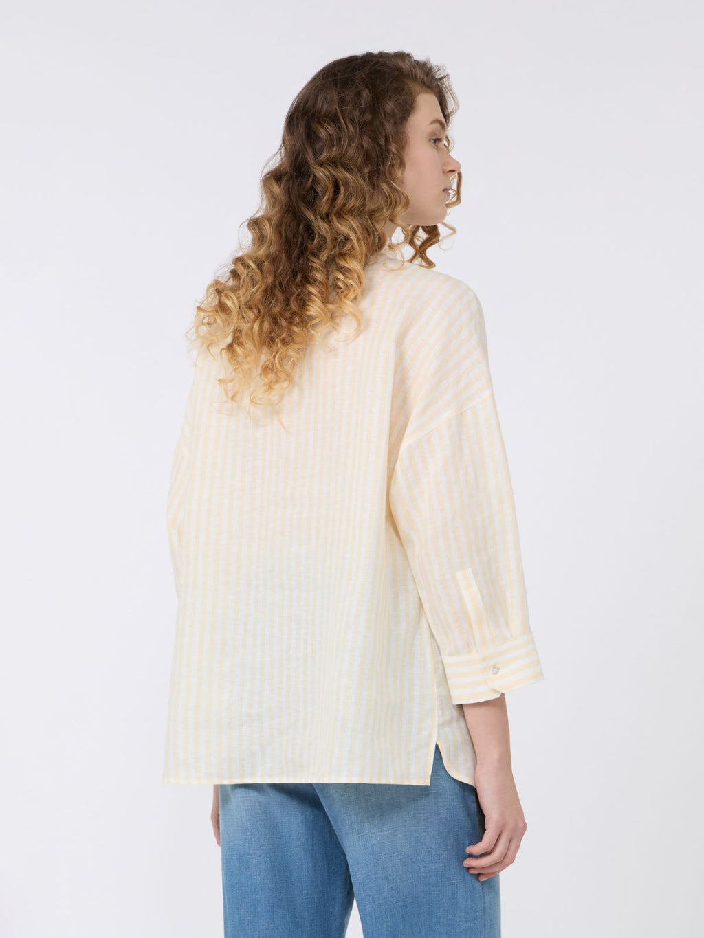 Striped linen canvas shirt - LIGHT YELLOW