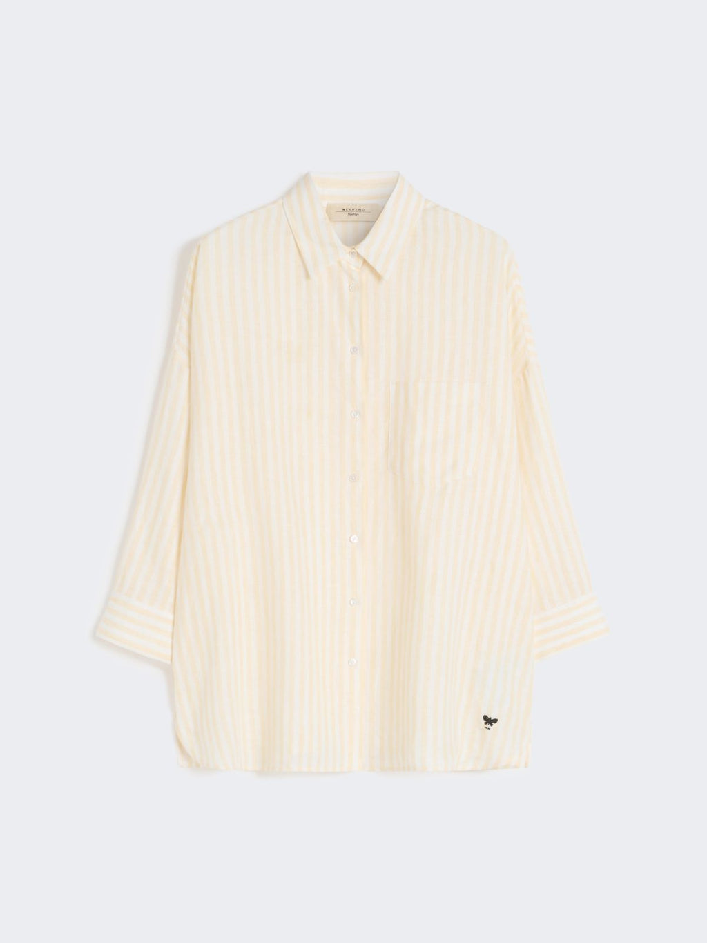 Striped linen canvas shirt - LIGHT YELLOW