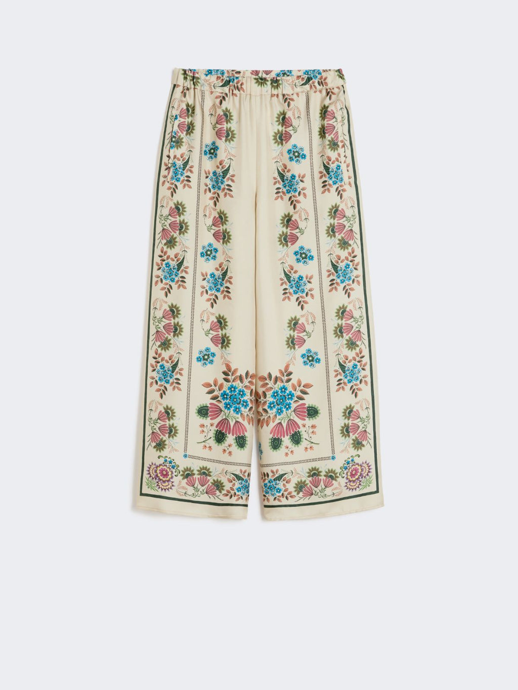 Printed silk twill trousers