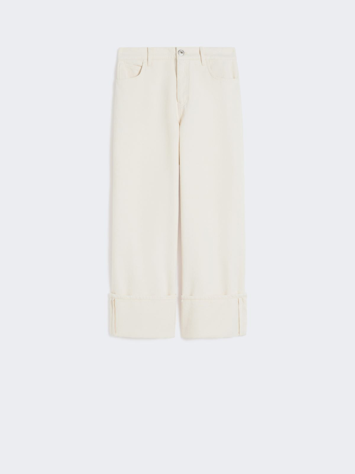 Cotton bull trousers with turn-ups - ECRU