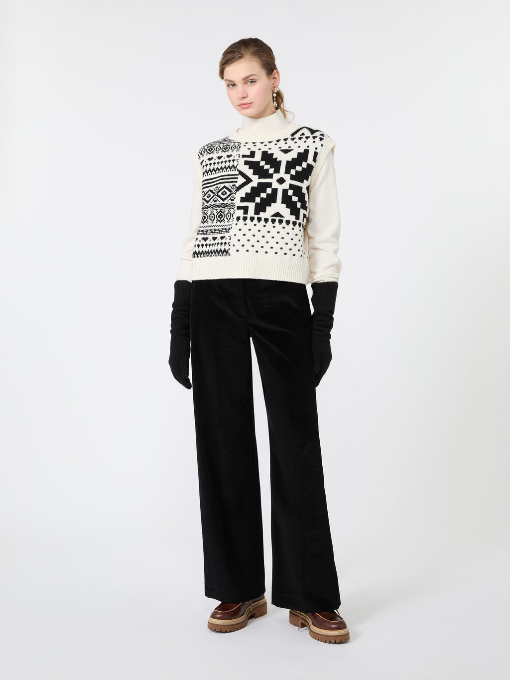 Cotton velvet trousers - BLACK