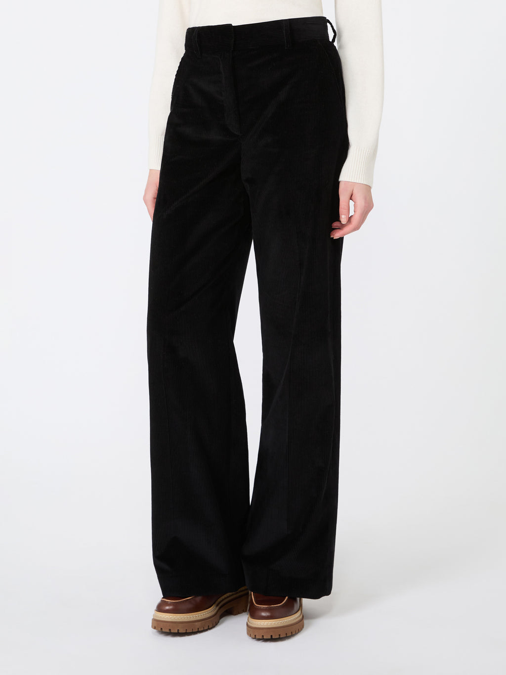 Cotton velvet trousers - BLACK