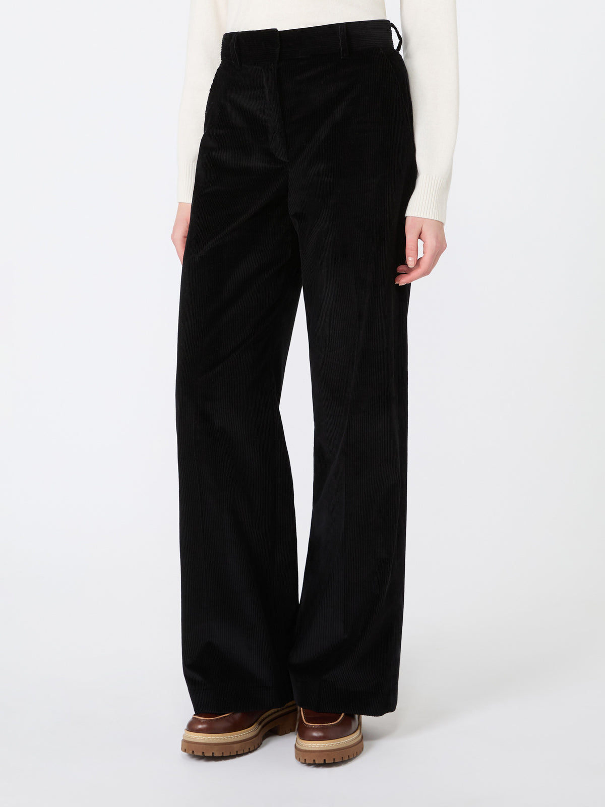 Cotton velvet trousers - BLACK