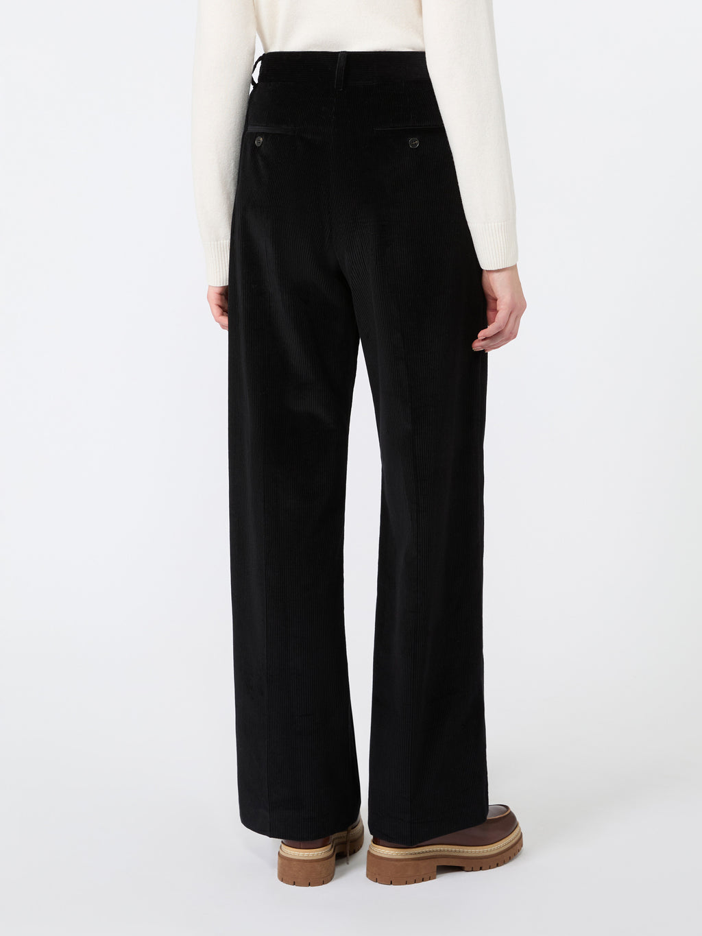 Cotton velvet trousers - BLACK