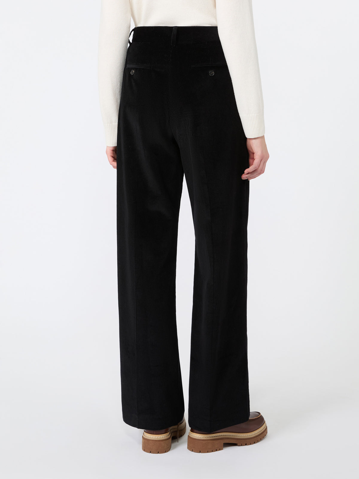 Cotton velvet trousers - BLACK