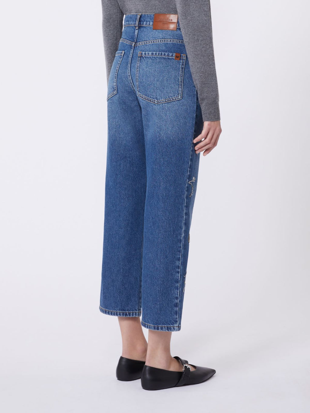 Embroidered denim jeans - NAVY