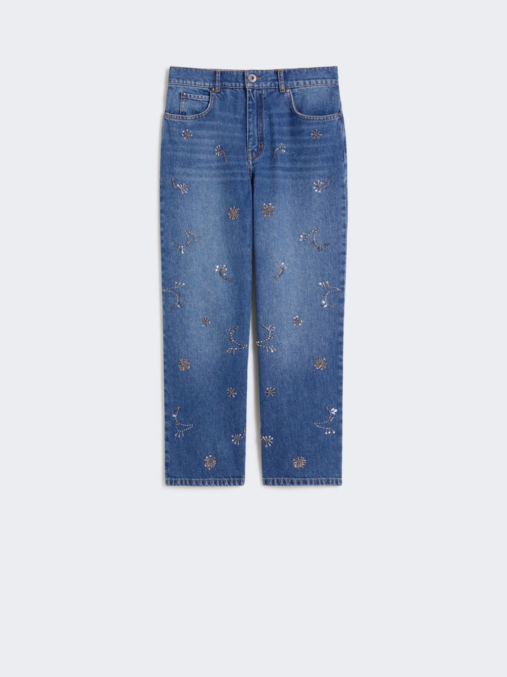 Embroidered denim jeans - NAVY