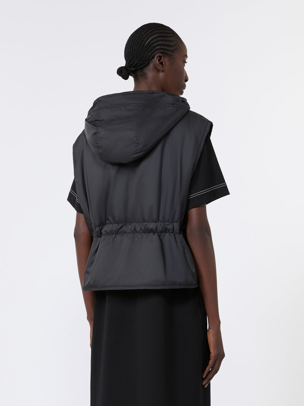 Reversible water-repellent canvas padded gilet - BLACK