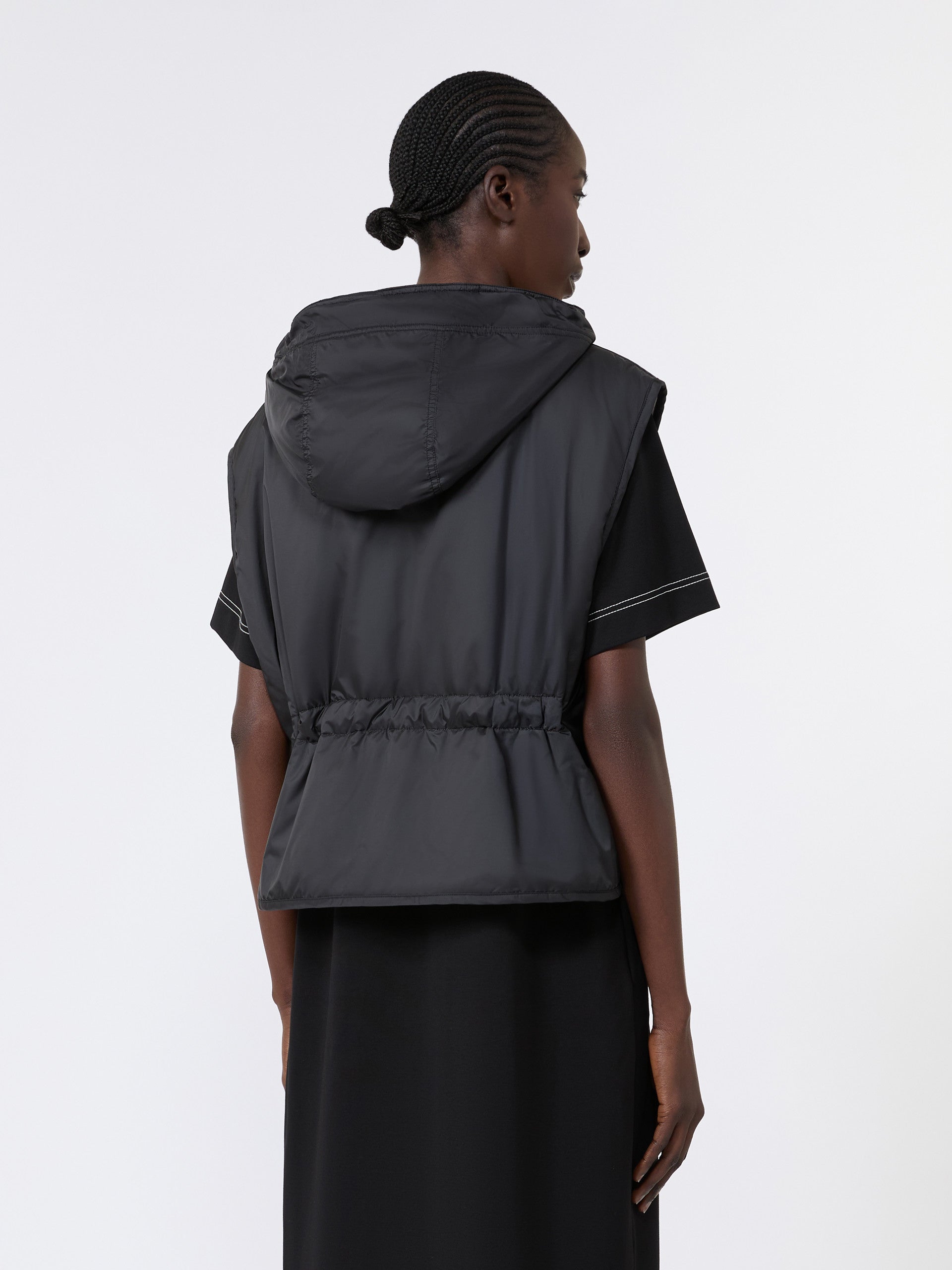 Reversible water-repellent canvas padded gilet - BLACK