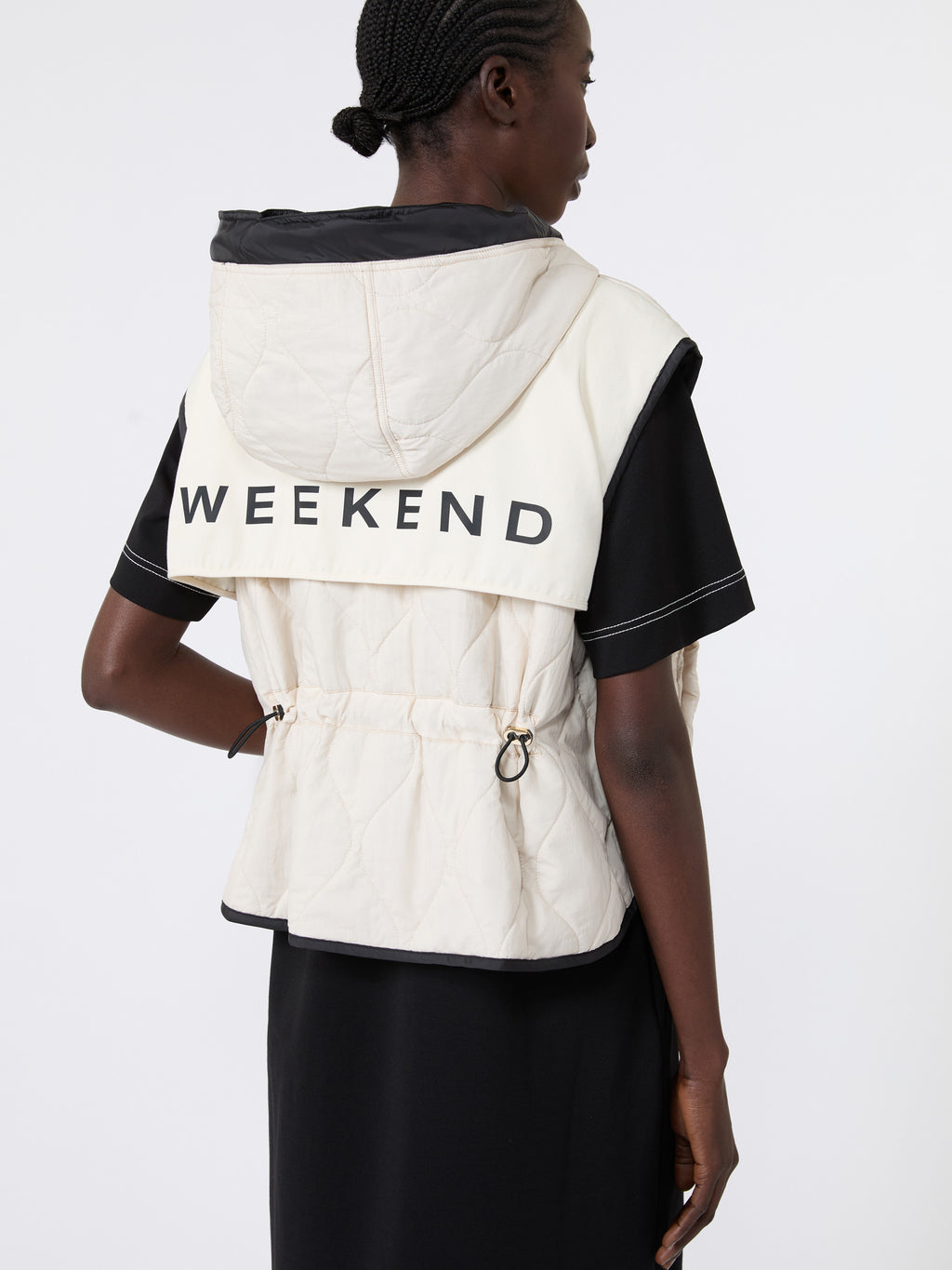 Reversible water-repellent canvas padded gilet - BLACK