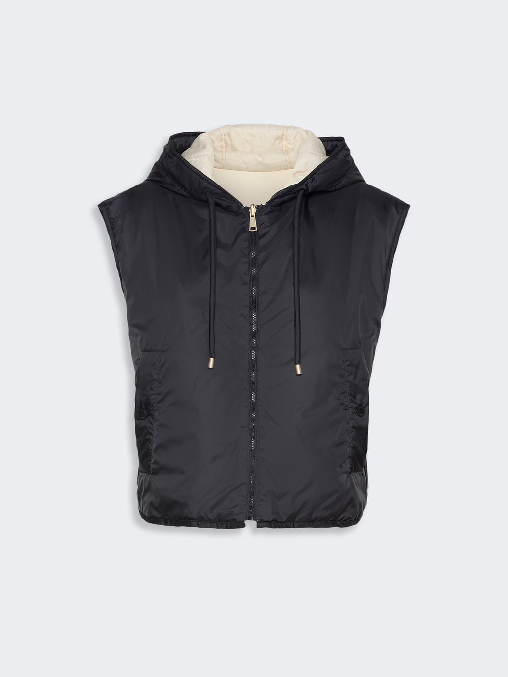 Reversible water-repellent canvas padded gilet - BLACK